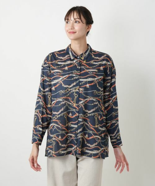 Leilian PLUS HOUSE / レリアンプラスハウス シャツ・ブラウス | チェーンベルトプリントブラウス | 詳細4