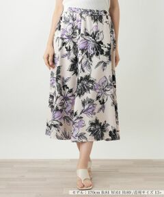 Leilian PLUS HOUSE / レリアンプラスハウス ミニ・ひざ丈スカート | 花柄フレアスカート