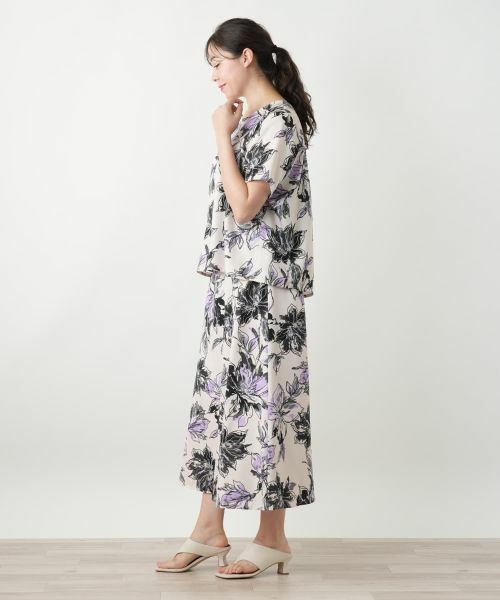 Leilian PLUS HOUSE / レリアンプラスハウス ミニ・ひざ丈スカート | 花柄フレアスカート | 詳細2