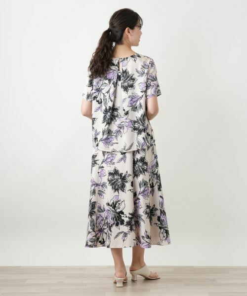 Leilian PLUS HOUSE / レリアンプラスハウス ミニ・ひざ丈スカート | 花柄フレアスカート | 詳細3