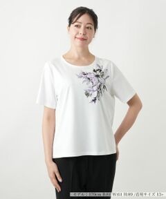 Leilian PLUS HOUSE / レリアンプラスハウス フラワー刺繍Tシャツ【Leilian WHITE LABEL】 刺繍Tシャツ【Leilian WHITE LABEL