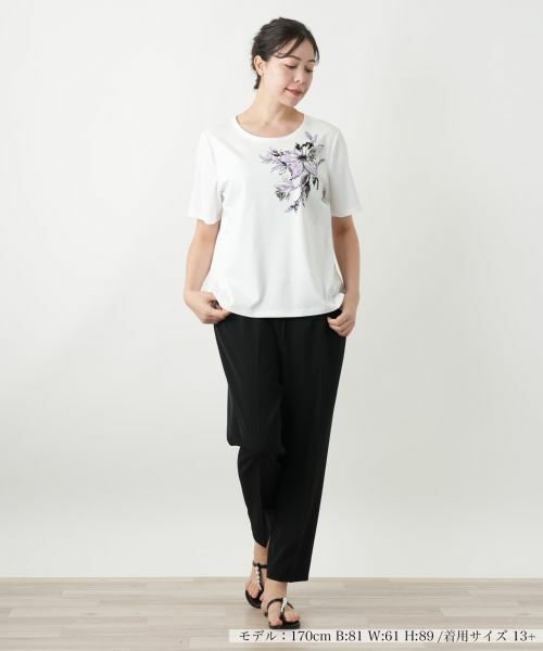 Leilian PLUS HOUSE / レリアンプラスハウス Tシャツ | 花柄クルーネックカットソー | 詳細1