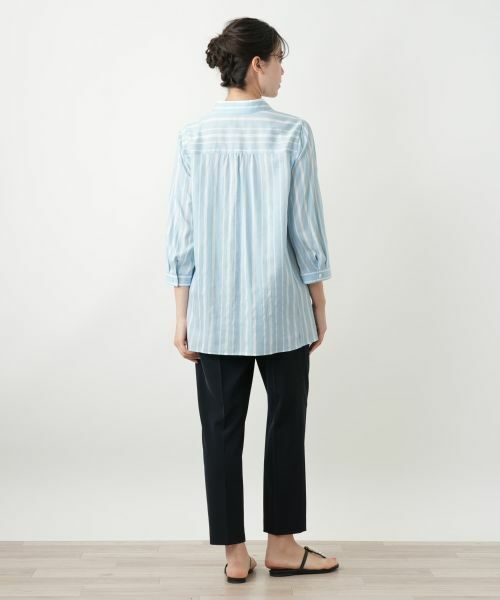 Leilian PLUS HOUSE / レリアンプラスハウス シャツ・ブラウス | ストライプ七分袖ブラウス | 詳細3