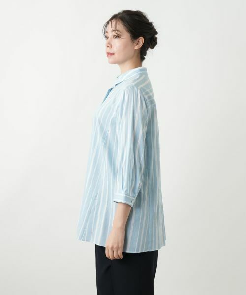 Leilian PLUS HOUSE / レリアンプラスハウス シャツ・ブラウス | ストライプ七分袖ブラウス | 詳細5