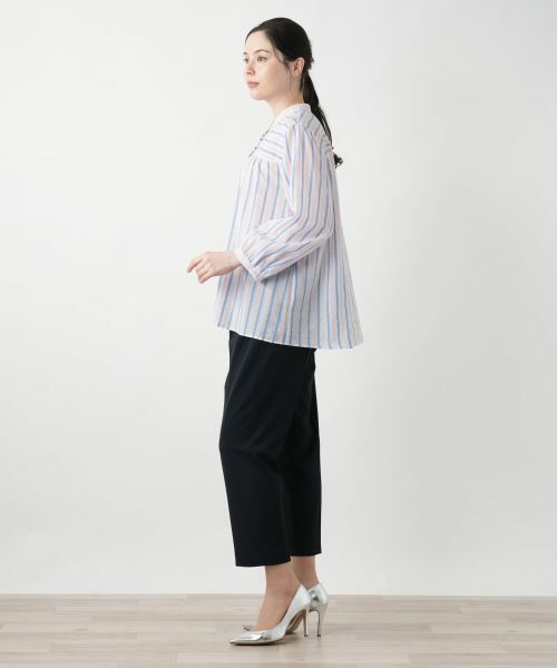 Leilian PLUS HOUSE / レリアンプラスハウス シャツ・ブラウス | ストライプバンドカラーブラウス【Leilian WHITE LABEL】 | 詳細2
