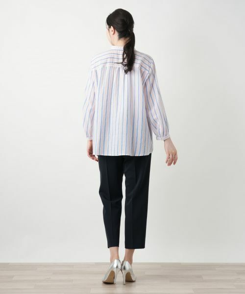 Leilian PLUS HOUSE / レリアンプラスハウス シャツ・ブラウス | ストライプバンドカラーブラウス【Leilian WHITE LABEL】 | 詳細3