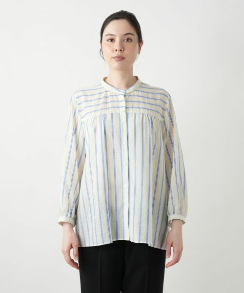 Leilian PLUS HOUSE / レリアンプラスハウス シャツ・ブラウス | ストライプバンドカラーブラウス【Leilian WHITE LABEL】 | 詳細7