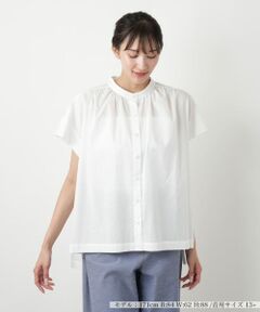 Leilian PLUS HOUSE / レリアンプラスハウス シャツ・ブラウス | 【店舗人気】スタンドカラーギャザーブラウスLeilian WHITE LABEL】