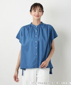 Leilian PLUS HOUSE / レリアンプラスハウス シャツ・ブラウス | 【店舗人気】スタンドカラーギャザーブラウスLeilian WHITE LABEL】