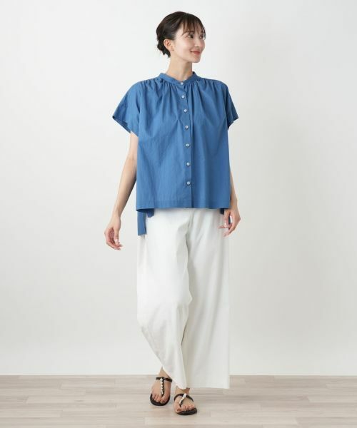 Leilian PLUS HOUSE / レリアンプラスハウス シャツ・ブラウス | 【店舗人気】スタンドカラーギャザーブラウスLeilian WHITE LABEL】 | 詳細1