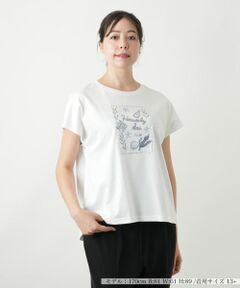 Leilian PLUS HOUSE / レリアンプラスハウス Tシャツ | 刺繍フレンチスリーブカットソー【Leilian WHITE LABEL】