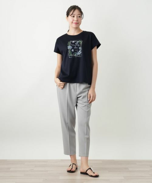 Leilian PLUS HOUSE / レリアンプラスハウス Tシャツ | 刺繍フレンチスリーブカットソー【Leilian WHITE LABEL】 | 詳細1