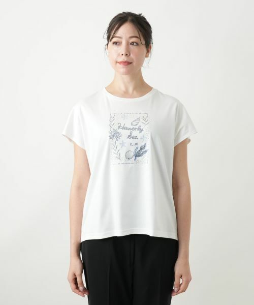 Leilian PLUS HOUSE / レリアンプラスハウス Tシャツ | 刺繍フレンチスリーブカットソー【Leilian WHITE LABEL】 | 詳細8