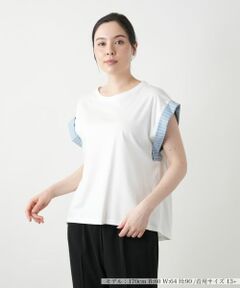 Leilian PLUS HOUSE / レリアンプラスハウス カットソー | ストライプ切替カットソー【Leilian WHITE LABEL】