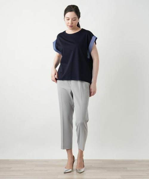 Leilian PLUS HOUSE / レリアンプラスハウス カットソー | ストライプ切替カットソー【Leilian WHITE LABEL】 | 詳細1