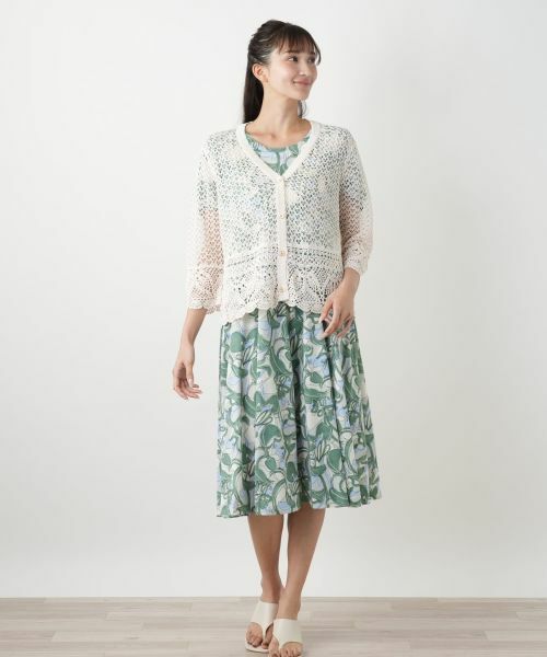 Leilian PLUS HOUSE / レリアンプラスハウス カーディガン・ボレロ | かぎ編みVネックカーディガン【Leilian WHITE LABEL】 | 詳細1