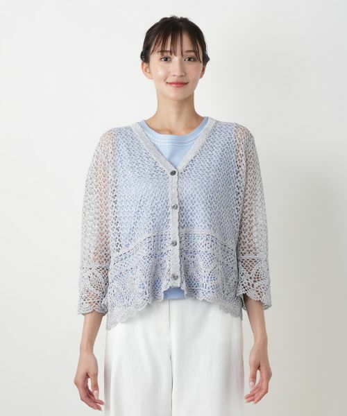 Leilian PLUS HOUSE / レリアンプラスハウス カーディガン・ボレロ | かぎ編みVネックカーディガン【Leilian WHITE LABEL】 | 詳細10