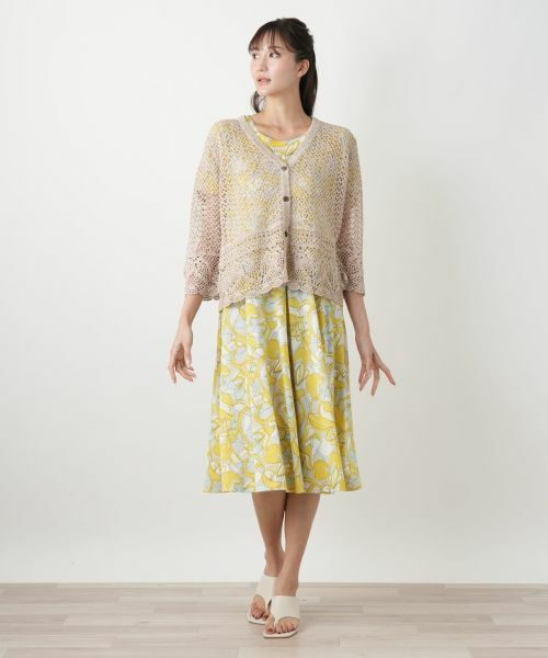 Leilian PLUS HOUSE / レリアンプラスハウス カーディガン・ボレロ | かぎ編みVネックカーディガン【Leilian WHITE LABEL】 | 詳細4