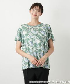 Leilian PLUS HOUSE / レリアンプラスハウス カットソー | 【店舗人気】プリントフレアスリーブカットソー【Leilian WHITE LABEL】