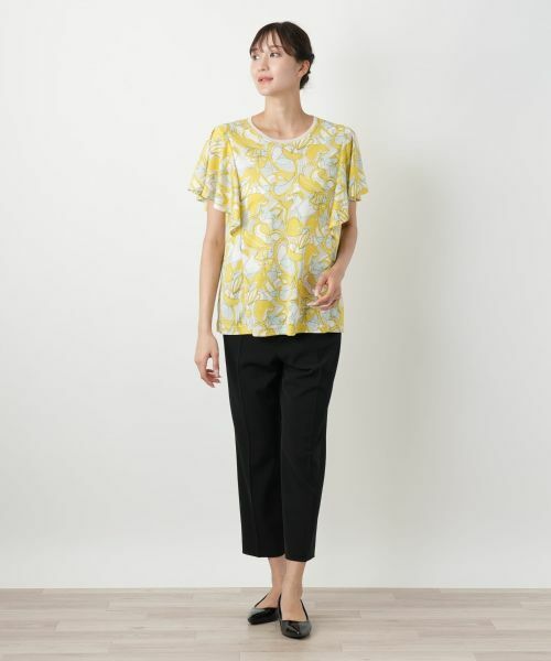 Leilian PLUS HOUSE / レリアンプラスハウス カットソー | 【店舗人気】プリントフレアスリーブカットソー【Leilian WHITE LABEL】 | 詳細1