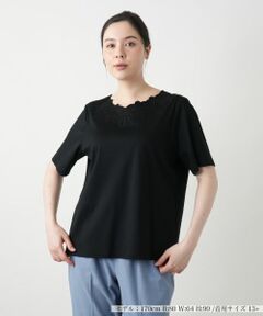 Leilian PLUS HOUSE / レリアンプラスハウス カットソー | フラワー刺繍Tシャツ【Leilian WHITE LABEL】