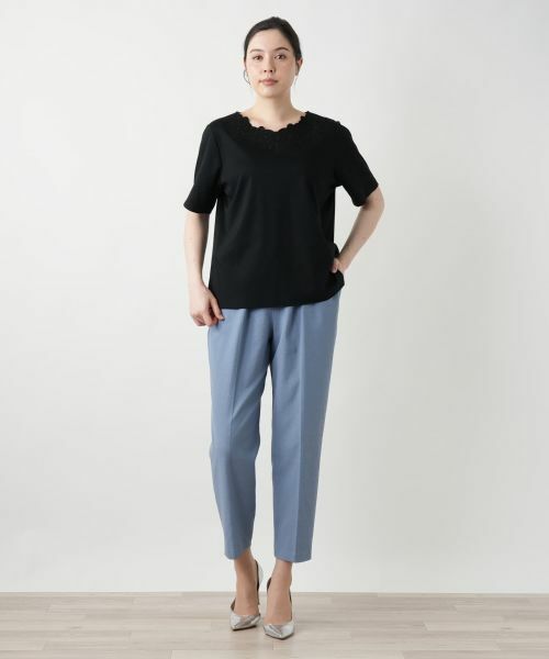 Leilian PLUS HOUSE / レリアンプラスハウス カットソー | フラワー刺繍Tシャツ【Leilian WHITE LABEL】 | 詳細1