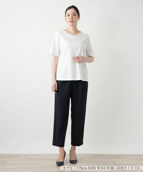 Leilian PLUS HOUSE / レリアンプラスハウス カットソー | フラワー刺繍Tシャツ【Leilian WHITE LABEL】 | 詳細4