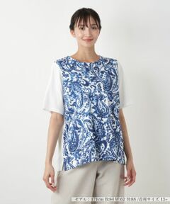 Leilian PLUS HOUSE / レリアンプラスハウス カットソー | ペイズリー柄プリントカットソー【Leilian WHITE LABEL】
