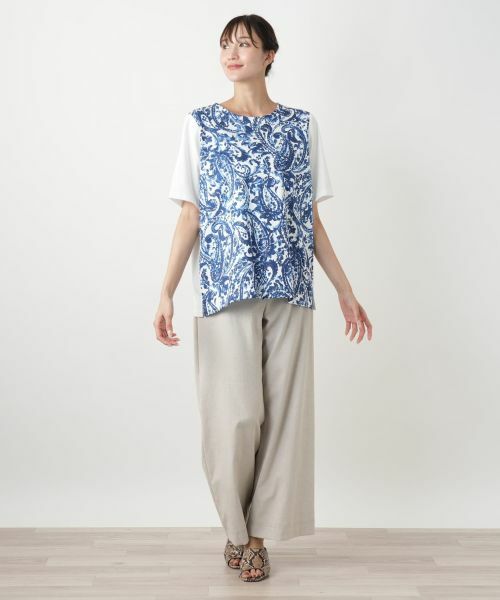 Leilian PLUS HOUSE / レリアンプラスハウス カットソー | ペイズリー柄プリントカットソー【Leilian WHITE LABEL】 | 詳細1