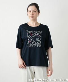 Leilian PLUS HOUSE / レリアンプラスハウス カットソー | 【店舗人気】スパンコール刺繍Tシャツ【Leilian WHITE LABEL】
