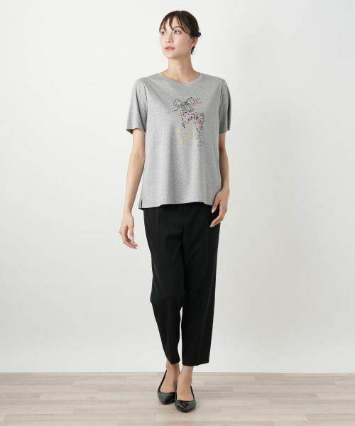 Leilian PLUS HOUSE / レリアンプラスハウス Tシャツ | リボンモチーフプリントTシャツ【Leilian WHITE LABEL】 | 詳細1