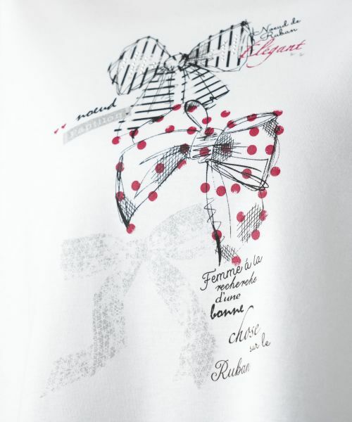 Leilian PLUS HOUSE / レリアンプラスハウス Tシャツ | リボンモチーフプリントTシャツ【Leilian WHITE LABEL】 | 詳細14