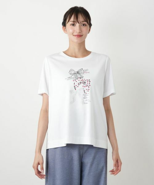 Leilian PLUS HOUSE / レリアンプラスハウス Tシャツ | リボンモチーフプリントTシャツ【Leilian WHITE LABEL】 | 詳細7