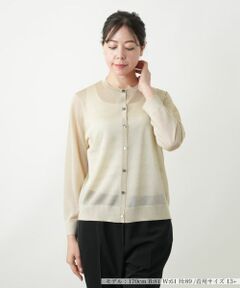 Leilian PLUS HOUSE / レリアンプラスハウス カーディガン・ボレロ | ラメクルーネックカーディガン【Leilian WHITE LABEL】