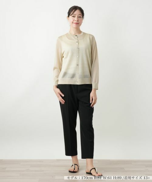 Leilian PLUS HOUSE / レリアンプラスハウス カーディガン・ボレロ | ラメクルーネックカーディガン【Leilian WHITE LABEL】 | 詳細4