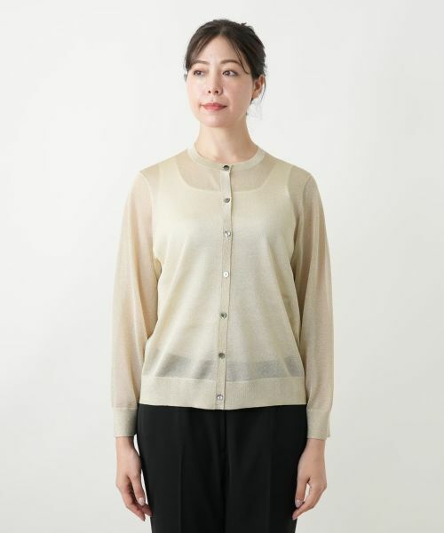 Leilian PLUS HOUSE / レリアンプラスハウス カーディガン・ボレロ | ラメクルーネックカーディガン【Leilian WHITE LABEL】 | 詳細7