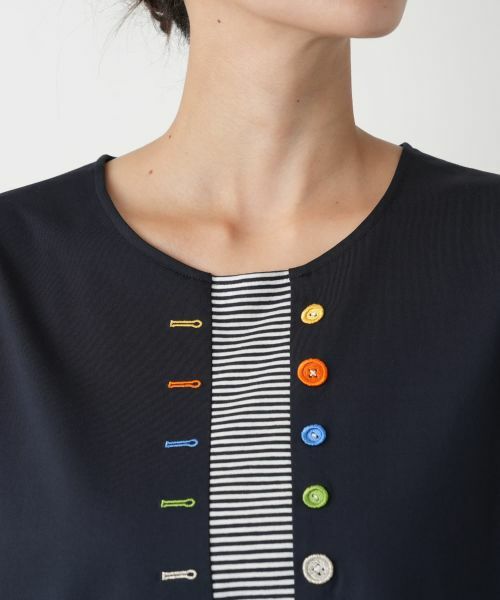 Leilian PLUS HOUSE / レリアンプラスハウス カットソー | ボタン刺繍Tシャツ【Leilian WHITE LABEL】 | 詳細7