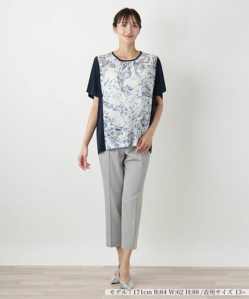 Leilian PLUS HOUSE / レリアンプラスハウス カットソー | 星座柄プリント切替カットソー【Leilian WHITE LABEL】 | 詳細1