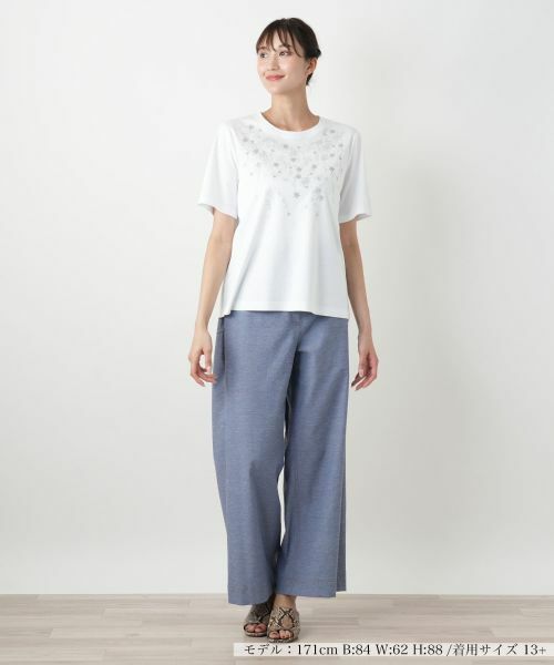 Leilian PLUS HOUSE / レリアンプラスハウス Tシャツ | 【店舗人気】スパンコール刺繍Tシャツ【Leilian WHITE LABEL】 | 詳細4