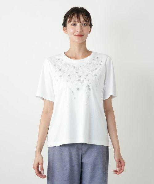 Leilian PLUS HOUSE / レリアンプラスハウス Tシャツ | 【店舗人気】スパンコール刺繍Tシャツ【Leilian WHITE LABEL】 | 詳細7