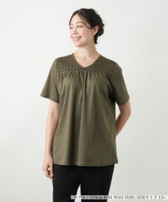 Leilian PLUS HOUSE / レリアンプラスハウス カットソー | デザインVネックカットソー【Leilian WHITE LABEL】