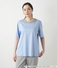 Leilian PLUS HOUSE / レリアンプラスハウス Tシャツ | スパンコール刺繍カットソー【Leilian WHITE LABEL】