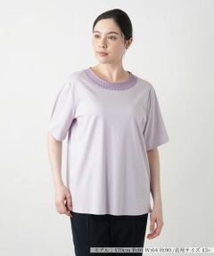 Leilian PLUS HOUSE / レリアンプラスハウス Tシャツ | スパンコール刺繍カットソー【Leilian WHITE LABEL】
