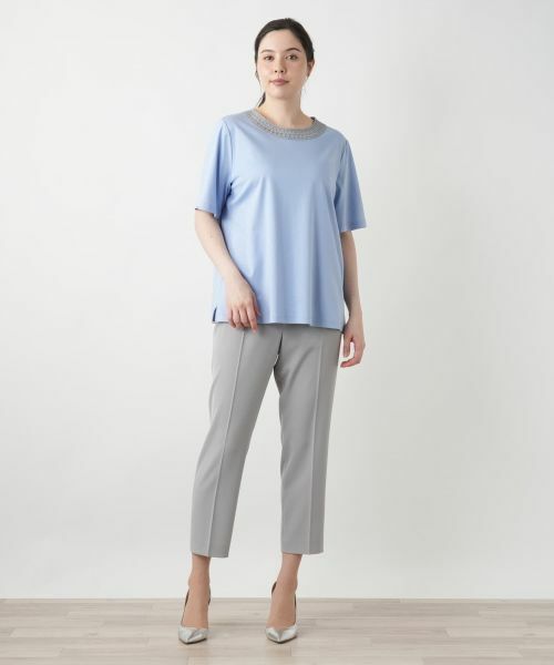 Leilian PLUS HOUSE / レリアンプラスハウス Tシャツ | スパンコール刺繍カットソー【Leilian WHITE LABEL】 | 詳細1