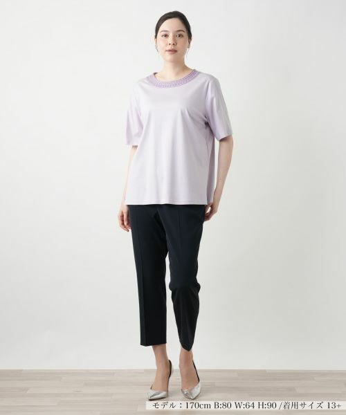 Leilian PLUS HOUSE / レリアンプラスハウス Tシャツ | スパンコール刺繍カットソー【Leilian WHITE LABEL】 | 詳細7