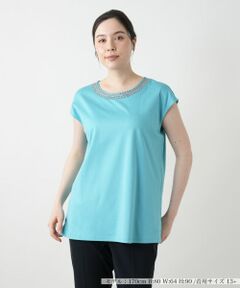 Leilian PLUS HOUSE / レリアンプラスハウス Tシャツ | 刺繍フレンチスリーブカットソー【Leilian WHITE LABEL】