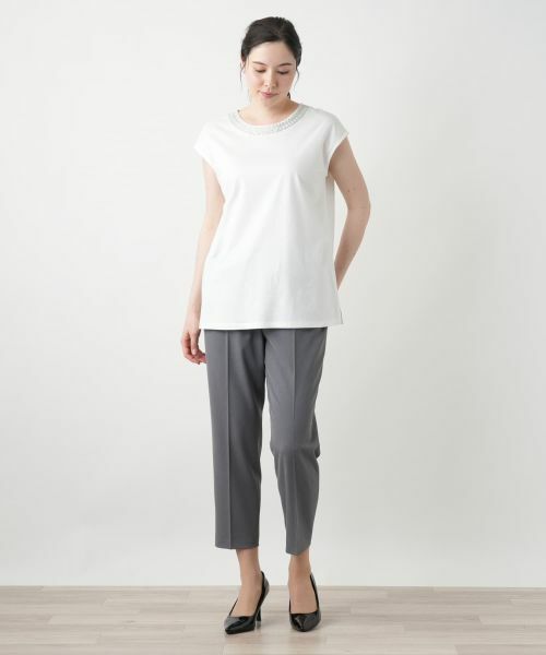 Leilian PLUS HOUSE / レリアンプラスハウス Tシャツ | 刺繍フレンチスリーブカットソー【Leilian WHITE LABEL】 | 詳細4