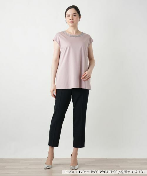 Leilian PLUS HOUSE / レリアンプラスハウス Tシャツ | 刺繍フレンチスリーブカットソー【Leilian WHITE LABEL】 | 詳細7