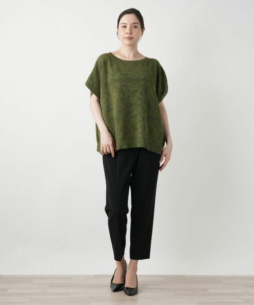 Leilian PLUS HOUSE / レリアンプラスハウス ニット・セーター | 花柄フレンチスリーブニット【Leilian WHITE LABEL】 | 詳細1