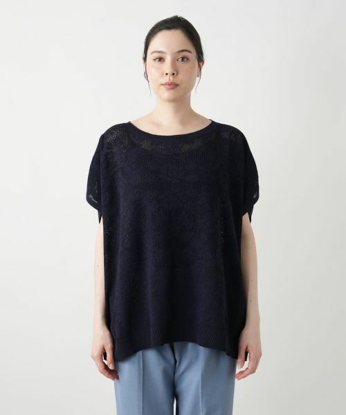 Leilian PLUS HOUSE / レリアンプラスハウス ニット・セーター | 花柄フレンチスリーブニット【Leilian WHITE LABEL】 | 詳細10